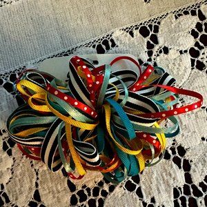 BOW-Multi Color Girl's Decorative Grosgrain & Satin Ribbon Bow- 4 1/2 inches